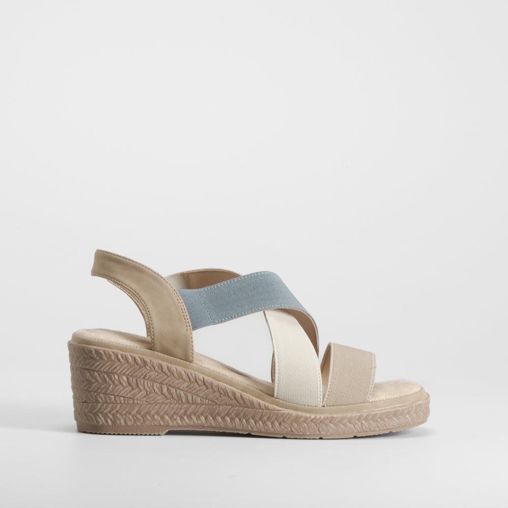 Sandalia yute cuña tiras multicolor COMFEET
