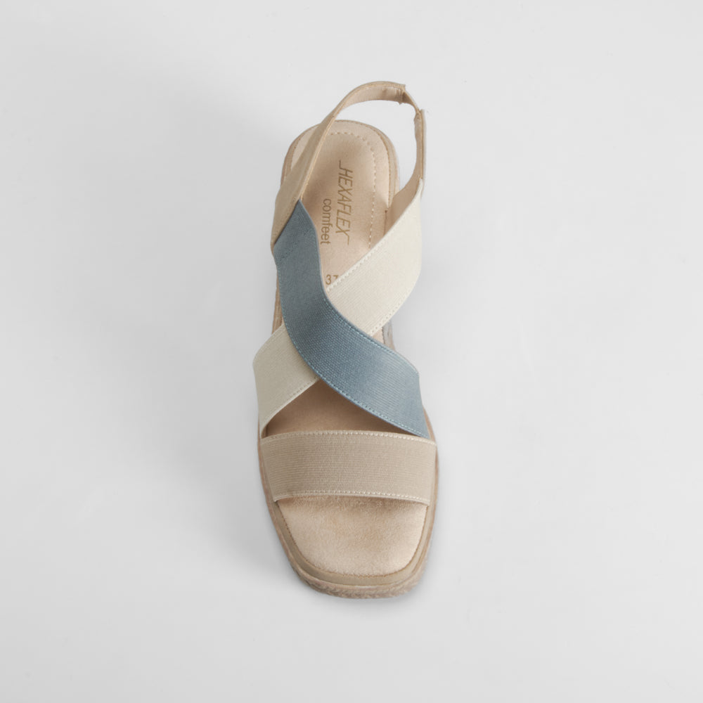 Sandalia yute cuña tiras multicolor COMFEET