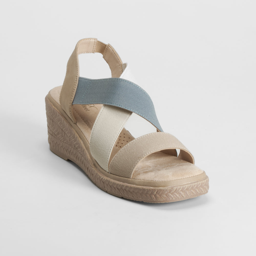 Sandalia yute cuña tiras multicolor COMFEET