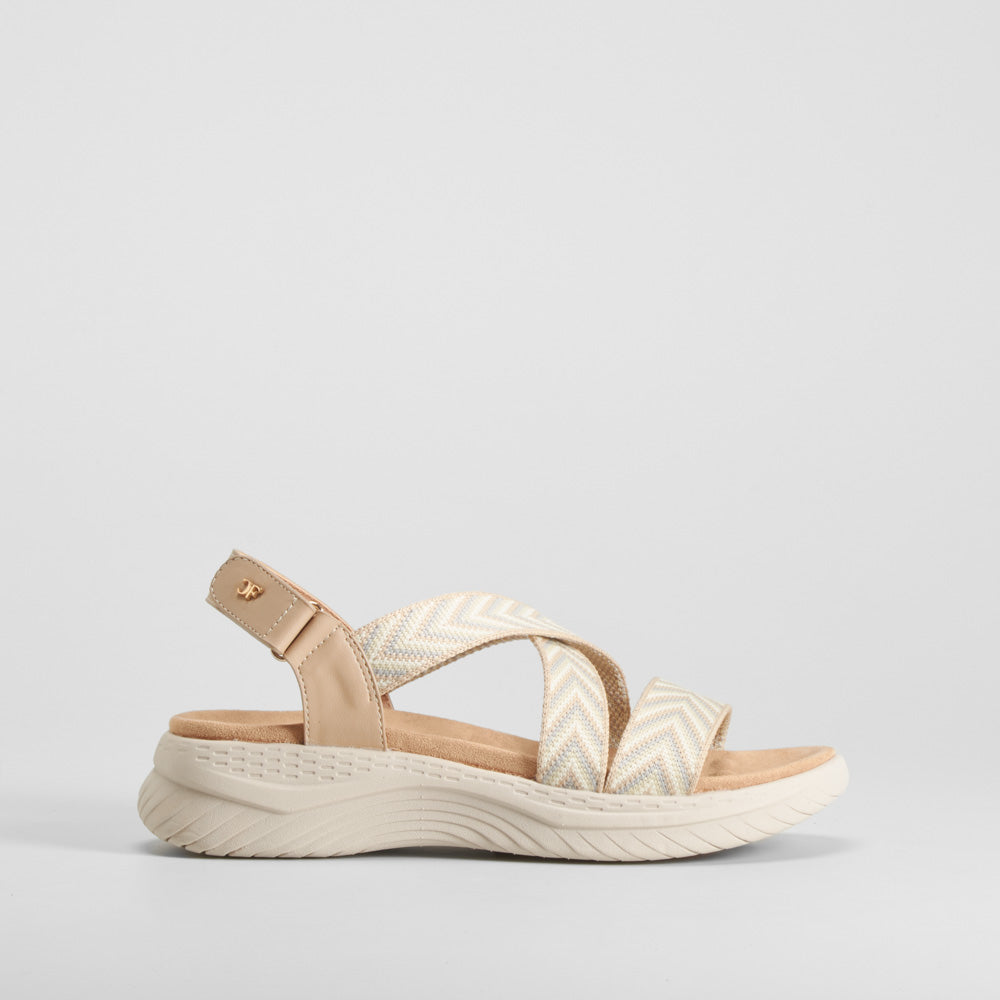 Sandalia tiras cruzadas nylon beige COMFEET