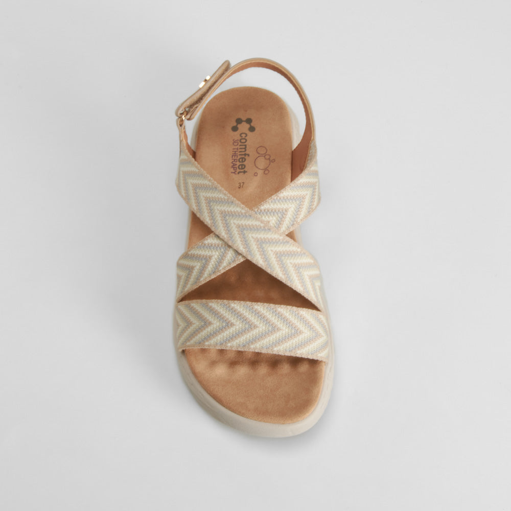 Sandalia tiras cruzadas nylon beige COMFEET