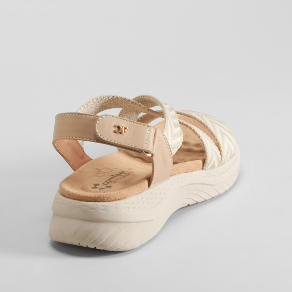 Sandalia tiras cruzadas nylon beige COMFEET