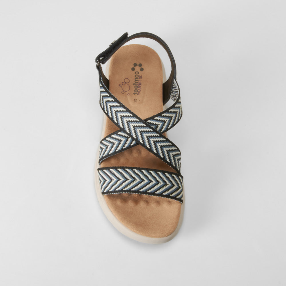 Sandalia con tiras nylon negra COMFEET