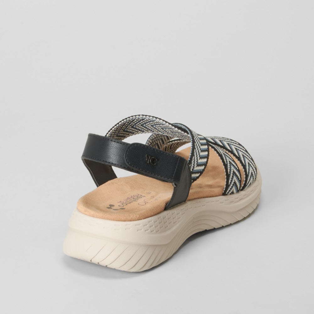 Sandalia con tiras nylon negra COMFEET