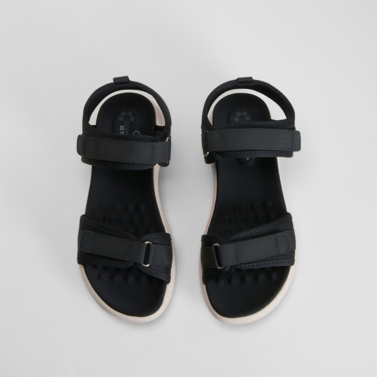 Sandalia tiras velcro negra COMFEET