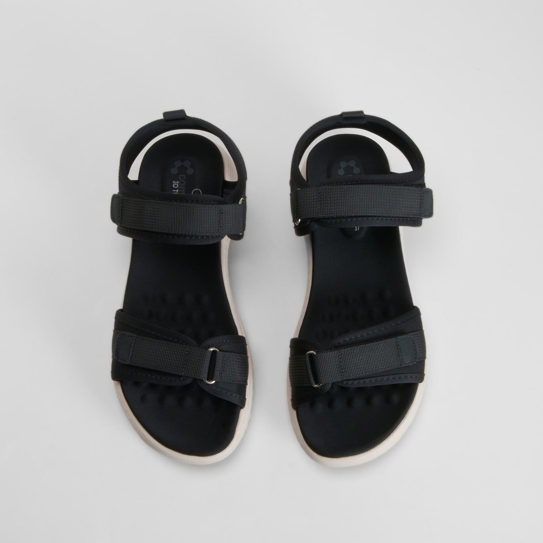 Sandalia tiras velcro negra COMFEET
