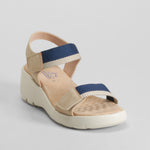 Sandalia cuña cinta bicolor azul COMFEET