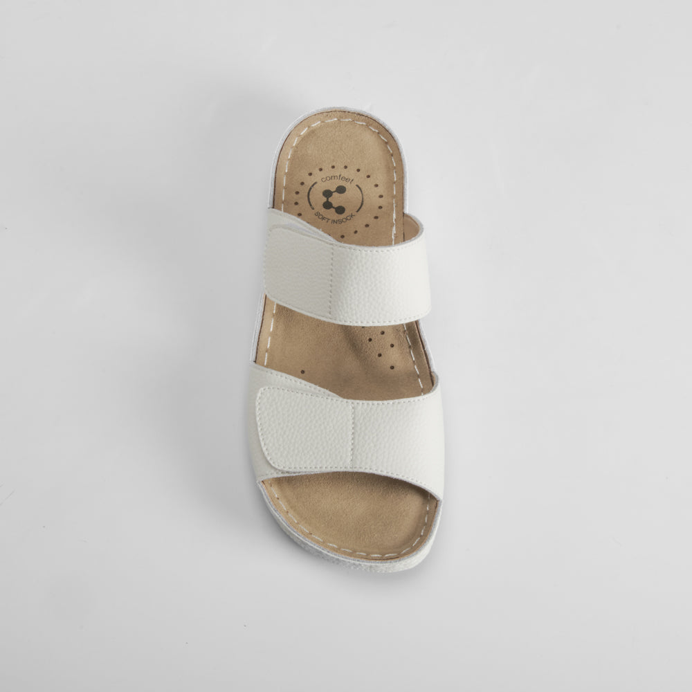 Sandalia plana confort piel blanca COMFEET