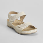 Sandalia velcros cosida piel beige COMFEET