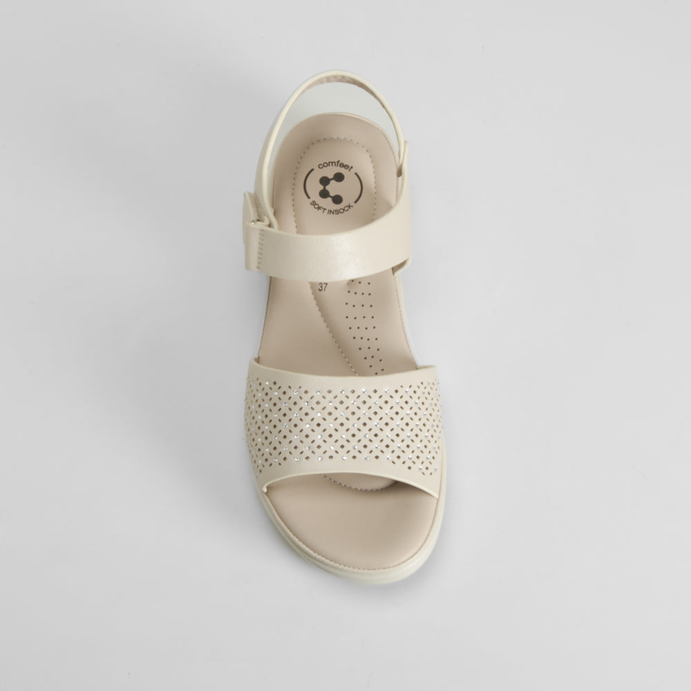 Sandalia acolchada moderna beige COMFEET