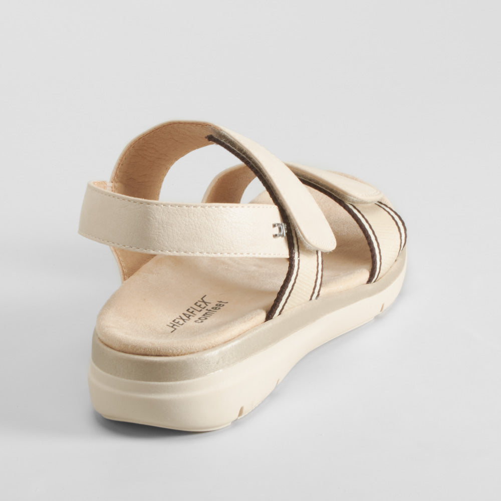 Sandalia doble velcro nylon beige COMFEET