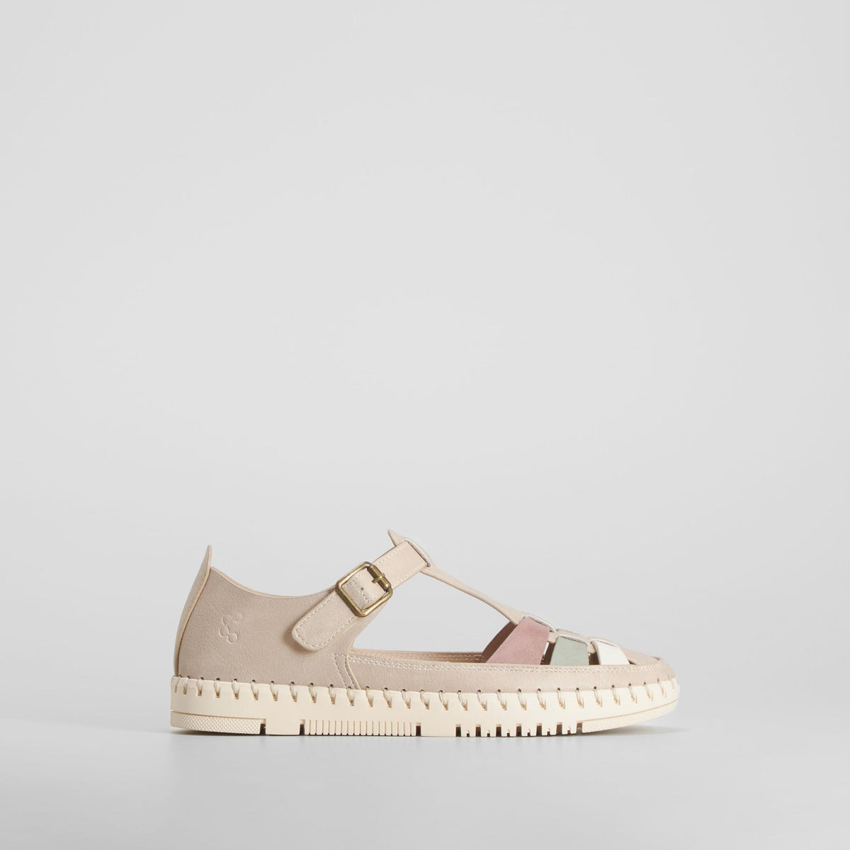 Sandalia cerrada cosida marrón multicolor COMFEET