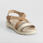 Sandalia tira nylon rayas marrón COMFEET