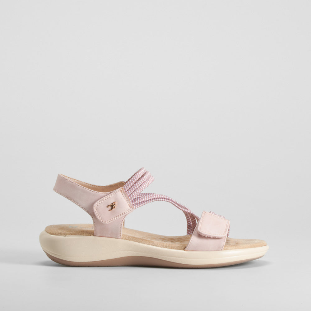Sandalia elásticos velcro tiras rosa COMFEET