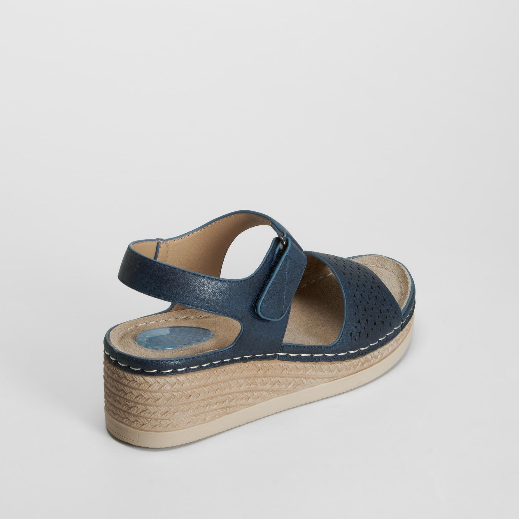 Sandalia cuña perforada azul marino COMFEET