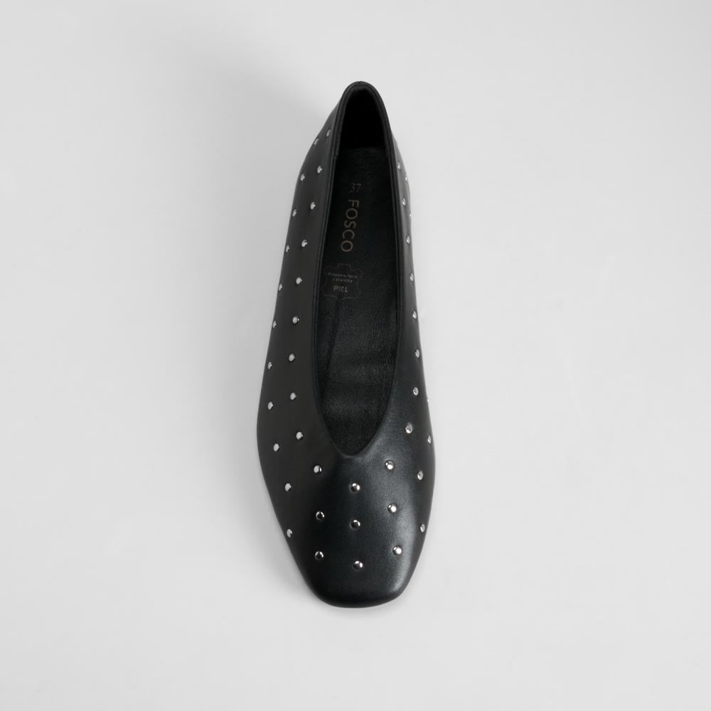 Bailarina con tachuelas piel negra FOSCO
