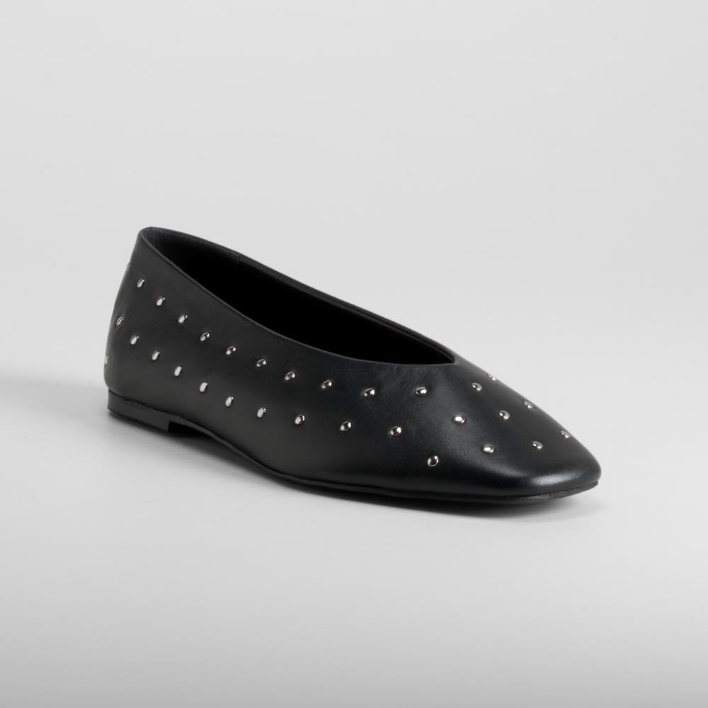 Bailarina con tachuelas piel negra FOSCO