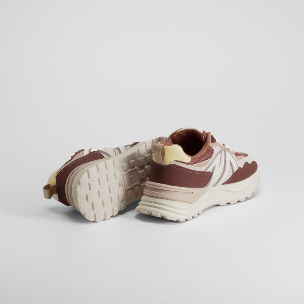 Zapatilla deportiva beige y rojo NYC