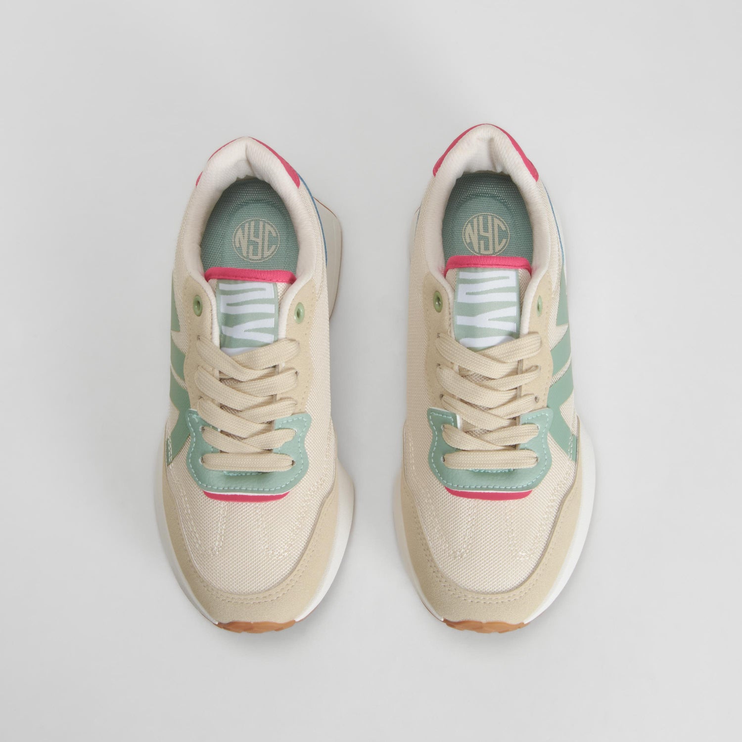 Zapatilla retro jogging mesh beige NYC
