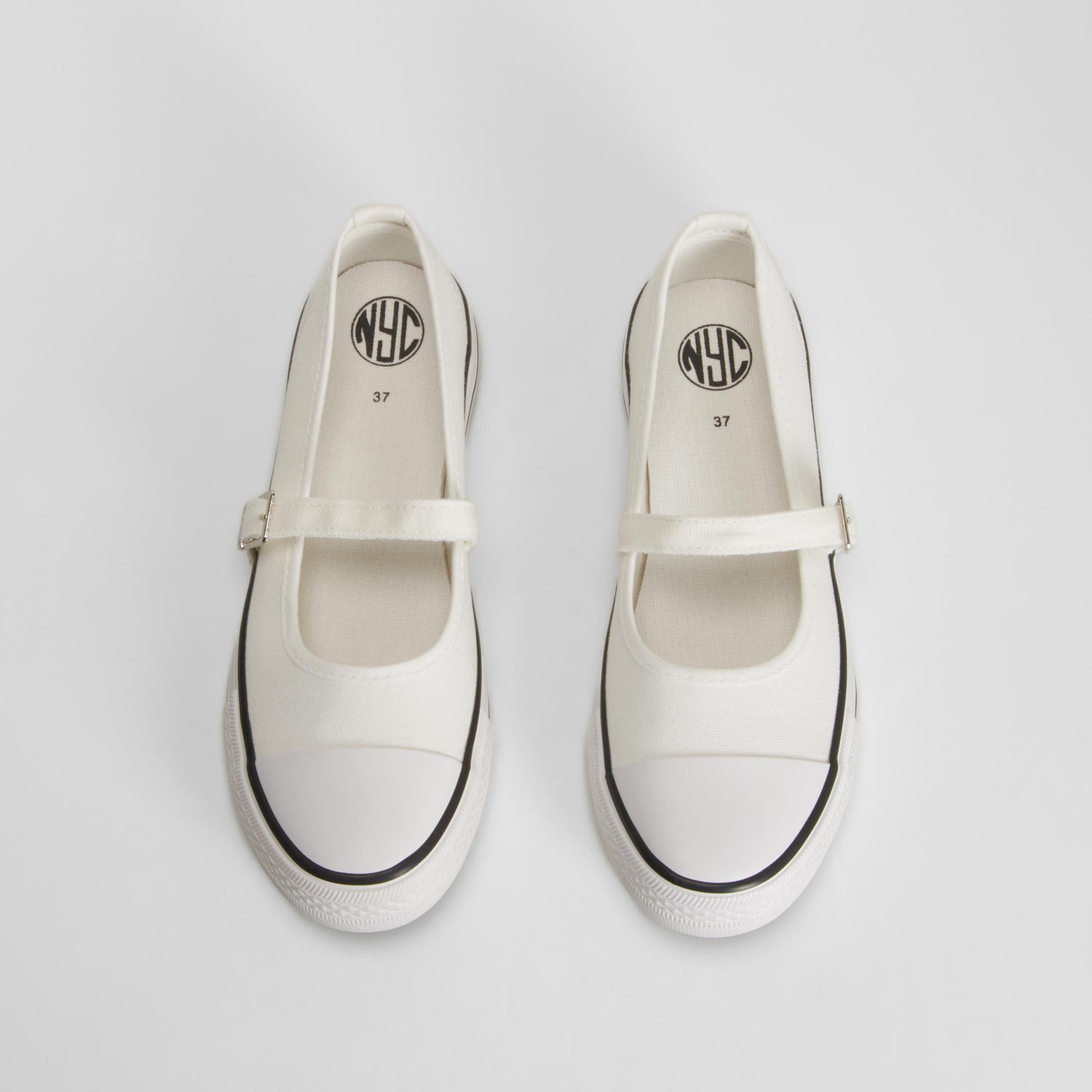 Lona merceditas con tira ajustable blanca NYC