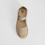 Merceditas de lona hebilla beige NYC