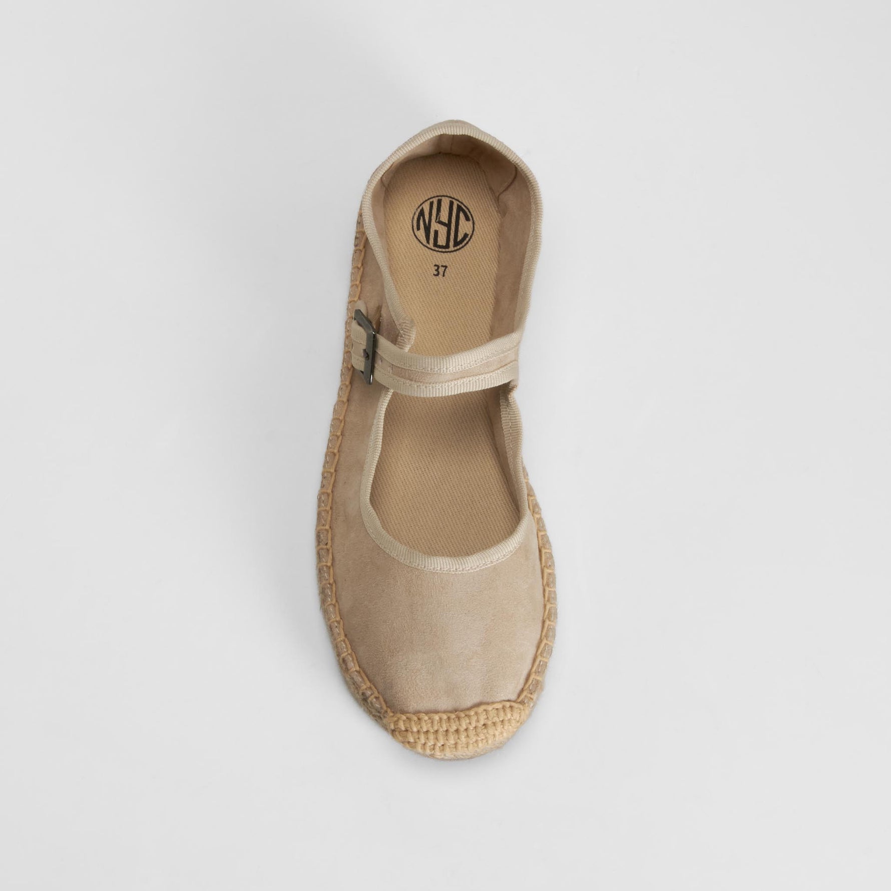 Merceditas de lona hebilla beige NYC
