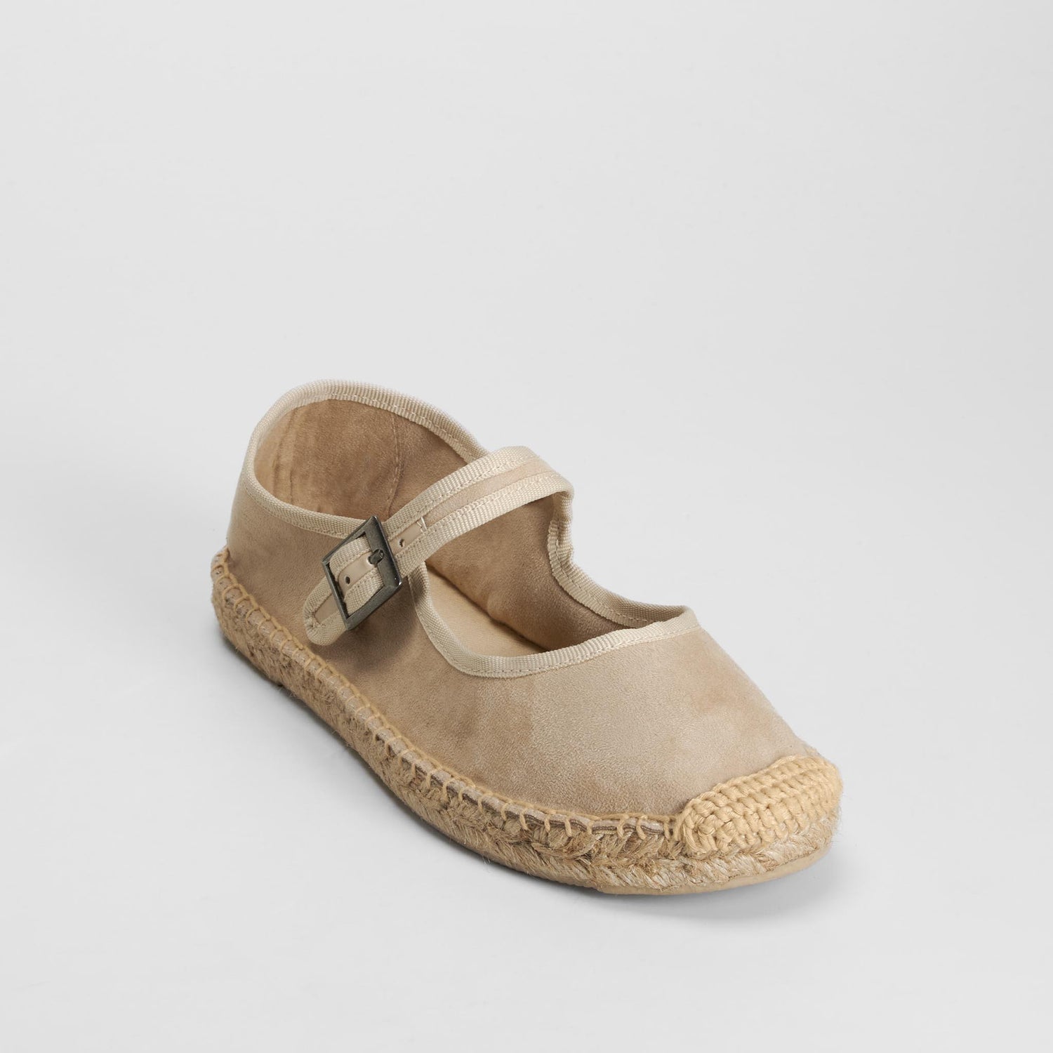 Merceditas de lona hebilla beige NYC