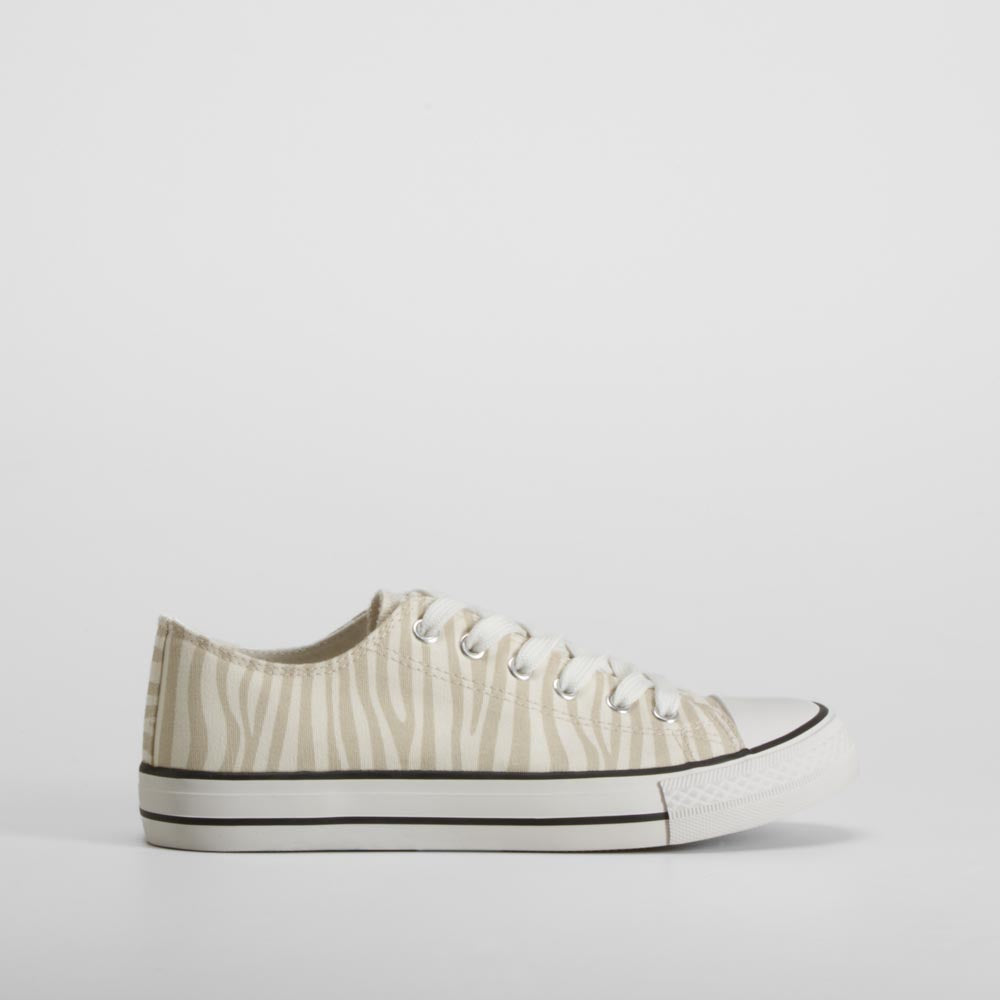 Zapatilla lona animal print beige NYC
