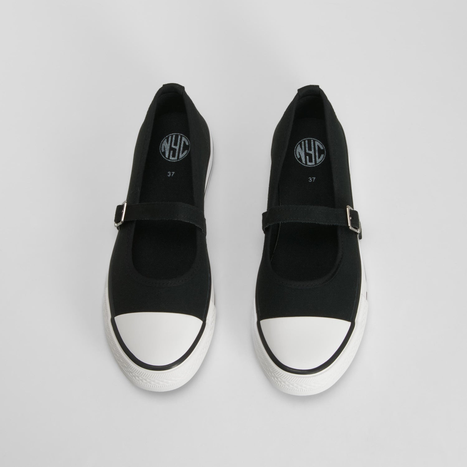 Zapatilla lona bailarina hebilla negra NYC