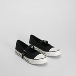 Zapatilla lona bailarina hebilla negra NYC