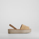 Sandalia menorquina plataforma piel beige NYC