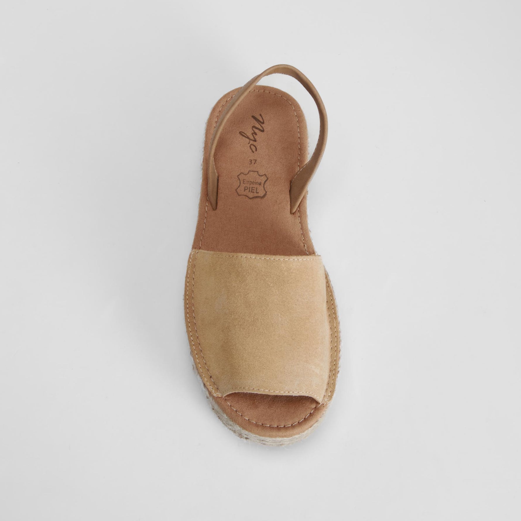 Sandalia menorquina plataforma piel beige NYC