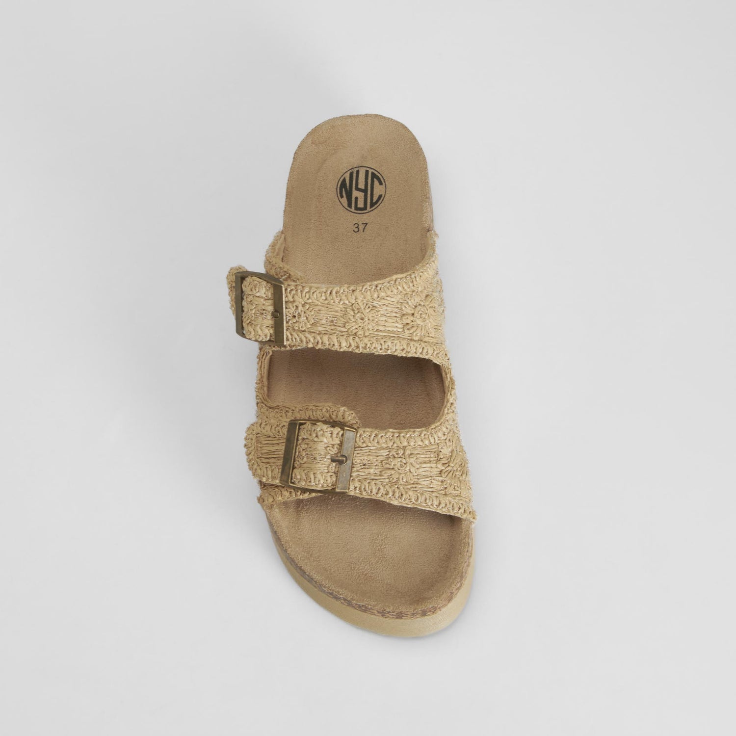 Sandalia bio plataforma doble hebilla beige NYC