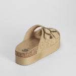 Sandalia bio plataforma doble hebilla beige NYC