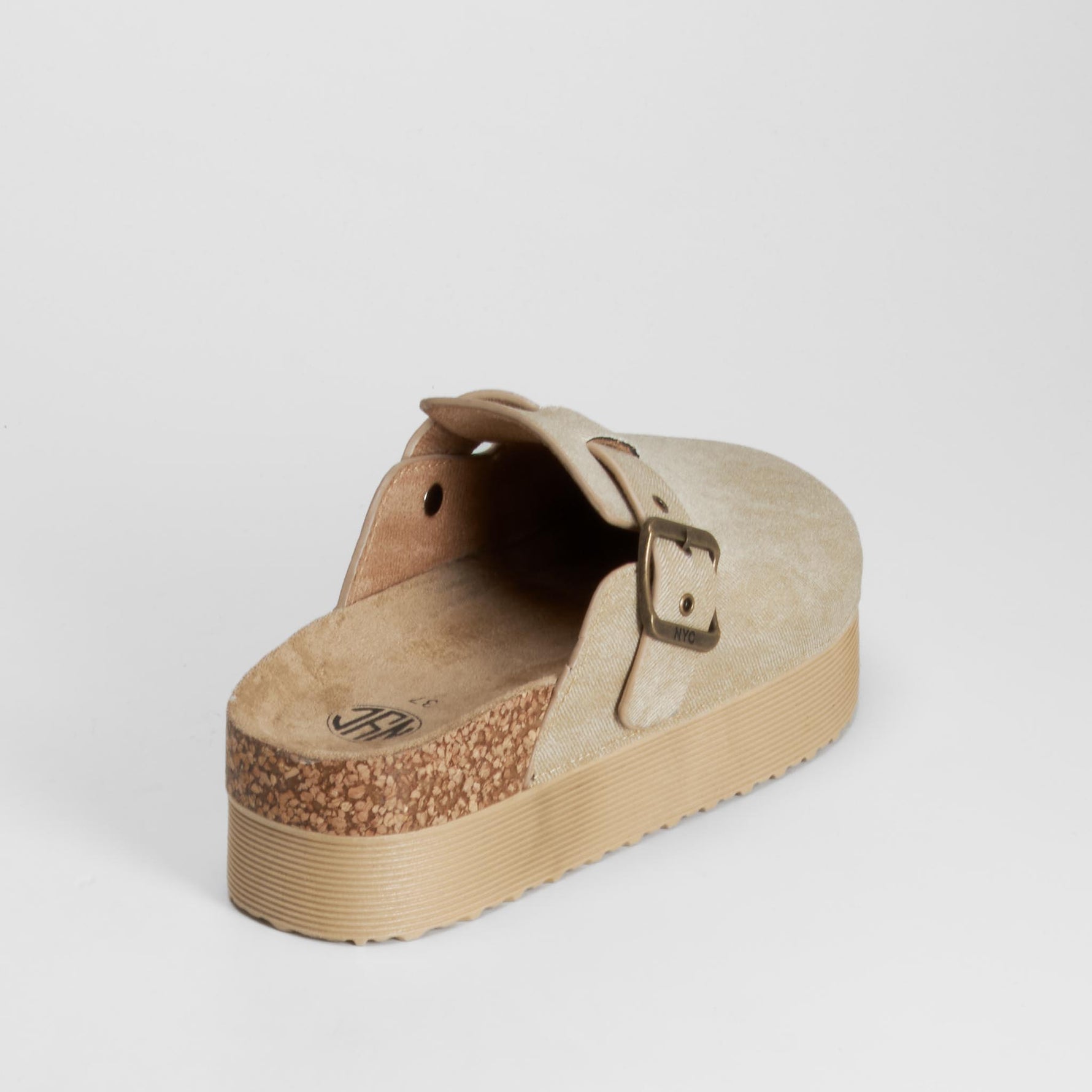 Zueco bio de plataforma beige NYC