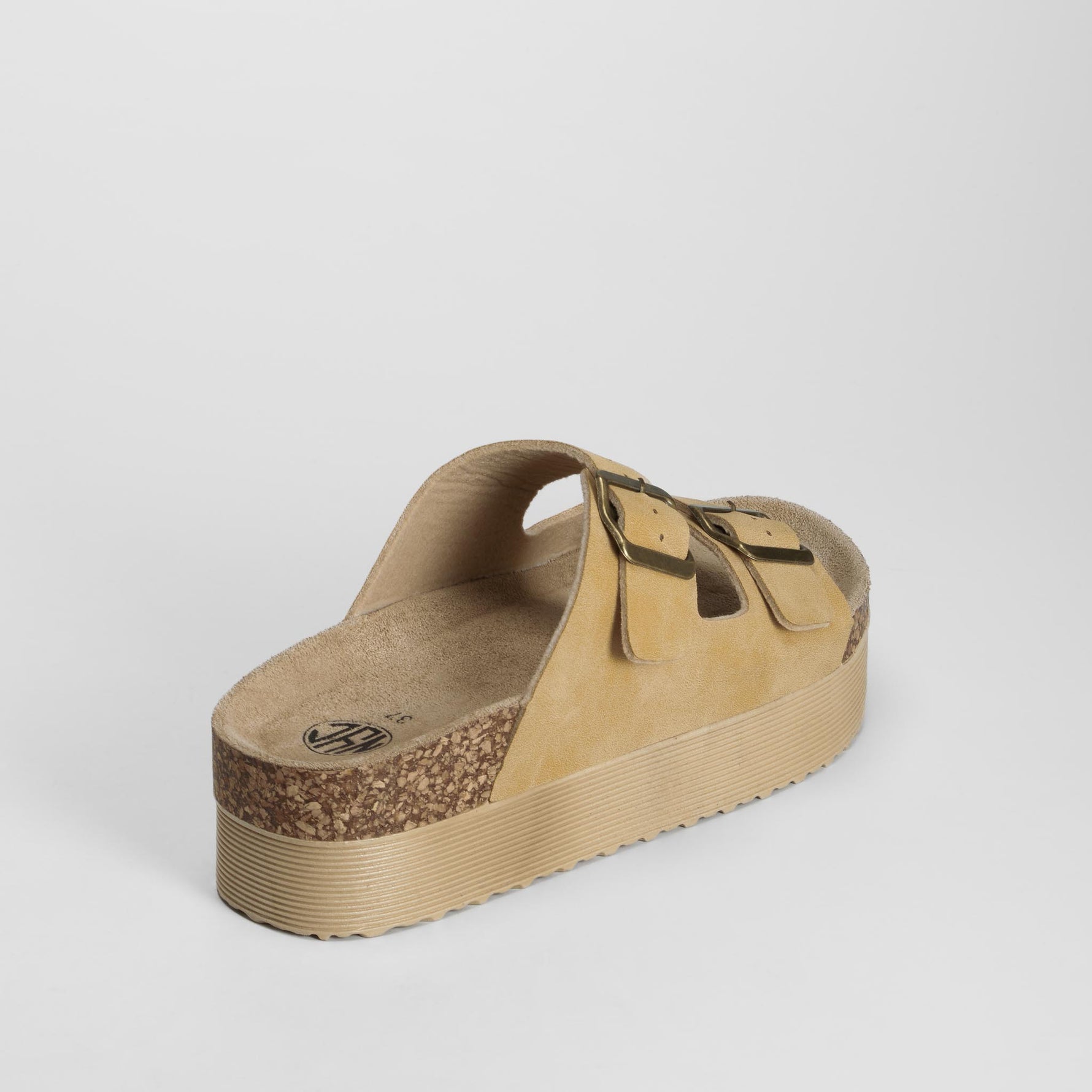 Sandalia bio plataforma hebillas camel NYC