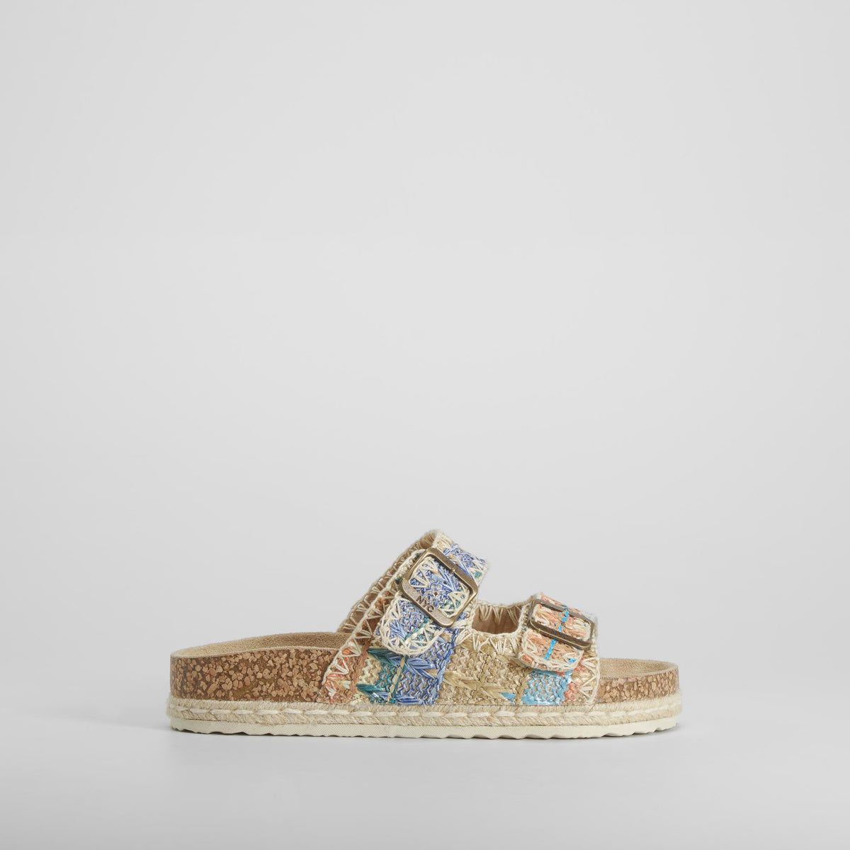 Sandalia bio con hebillas rafia multicolor NYC