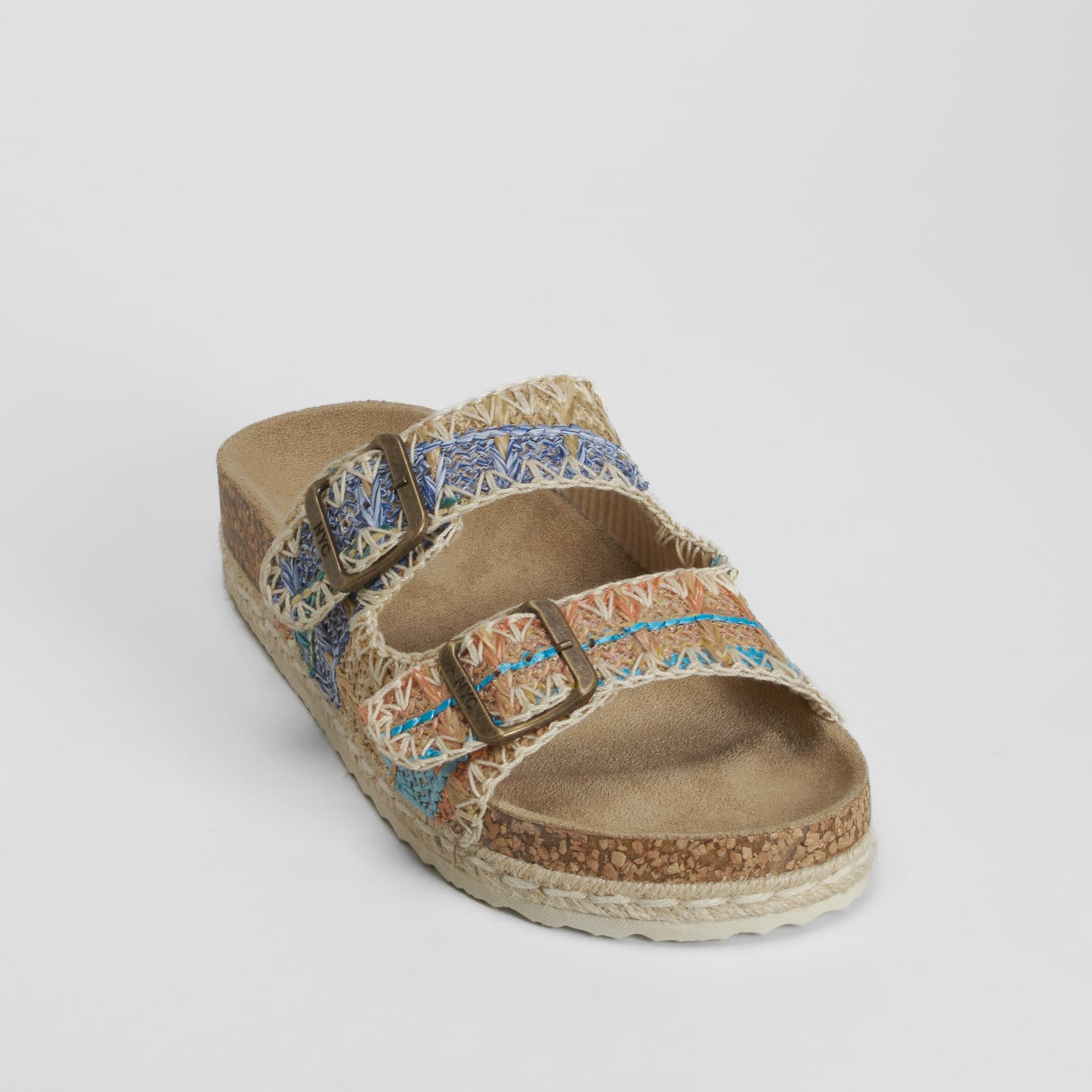 Sandalia bio con hebillas rafia multicolor NYC
