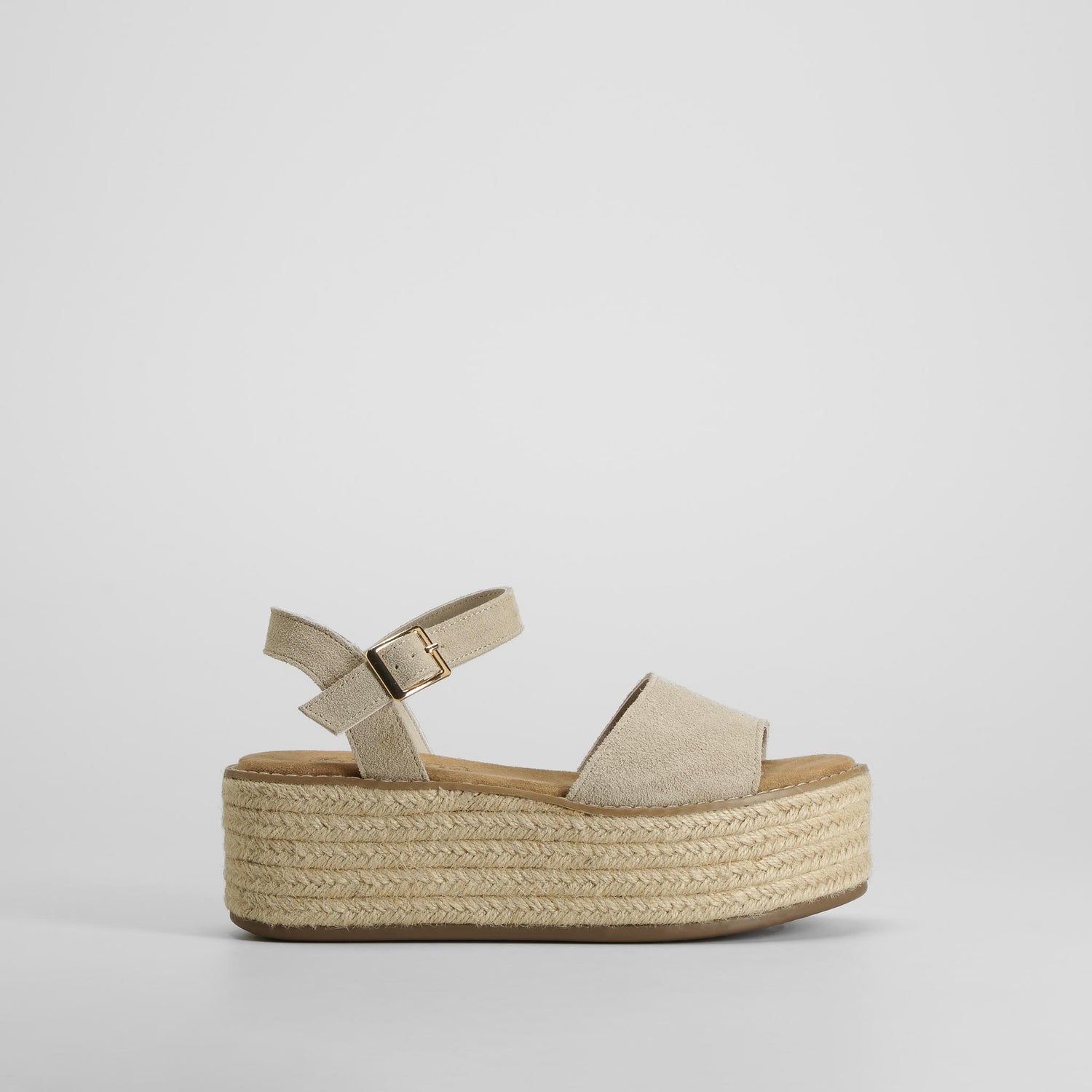 Sandalia yute con plataforma piel beige NYC