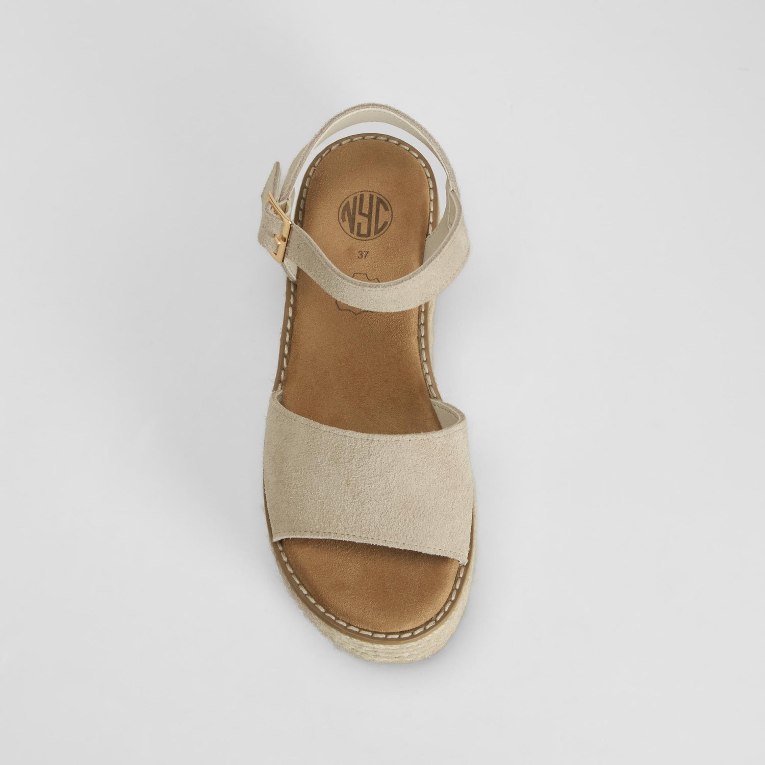 Sandalia yute con plataforma piel beige NYC