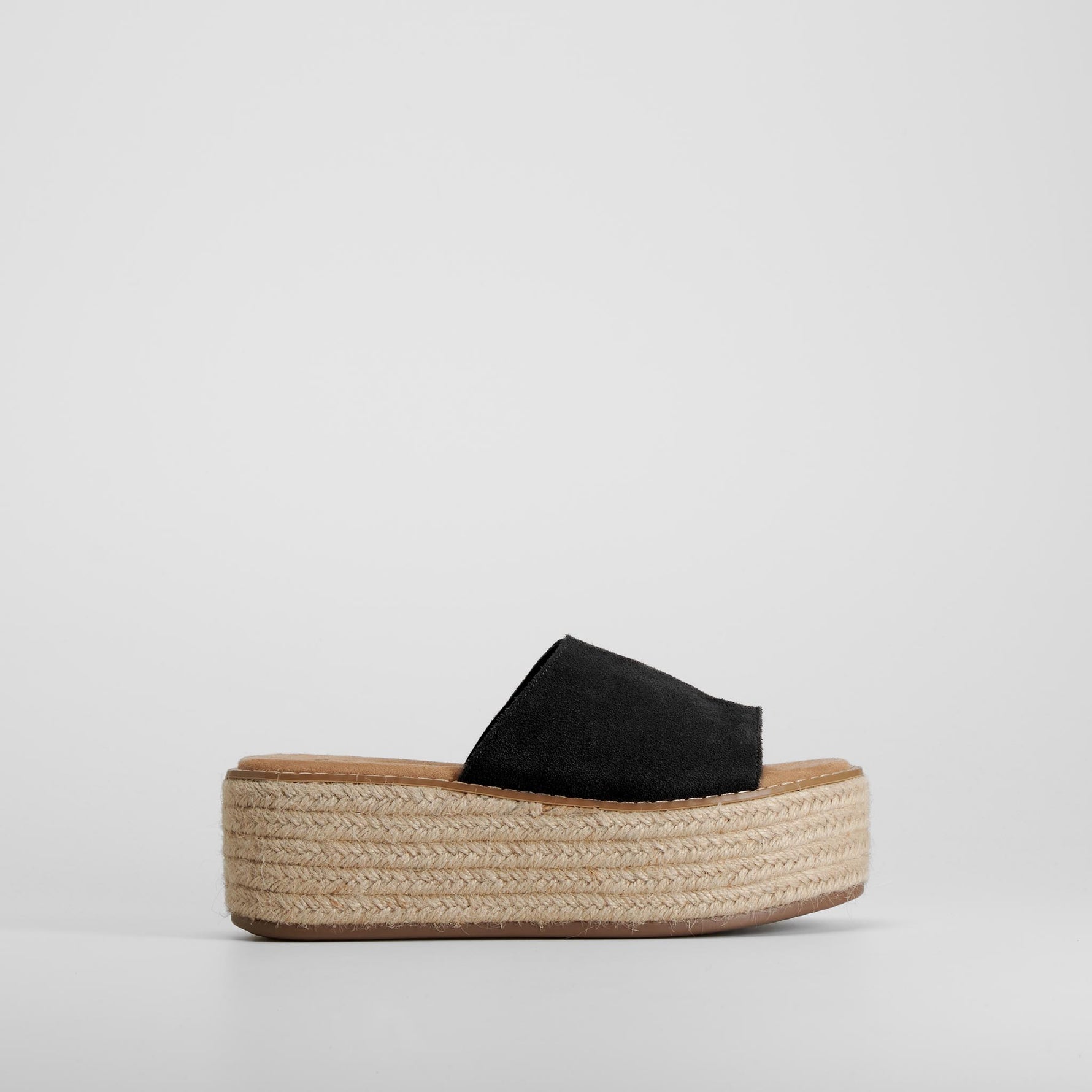 Sandalia plataforma yute negro piel NYC