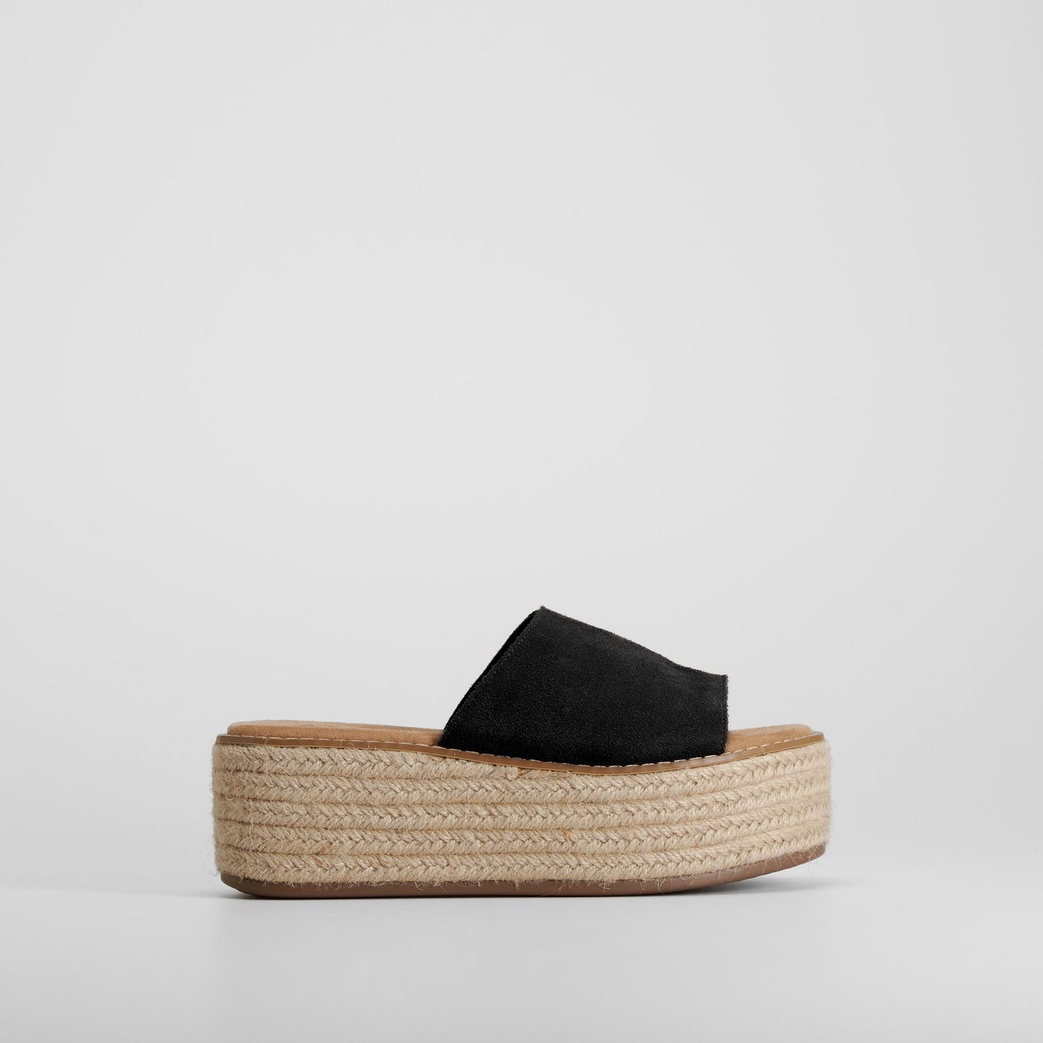 Sandalia plataforma yute negro piel NYC
