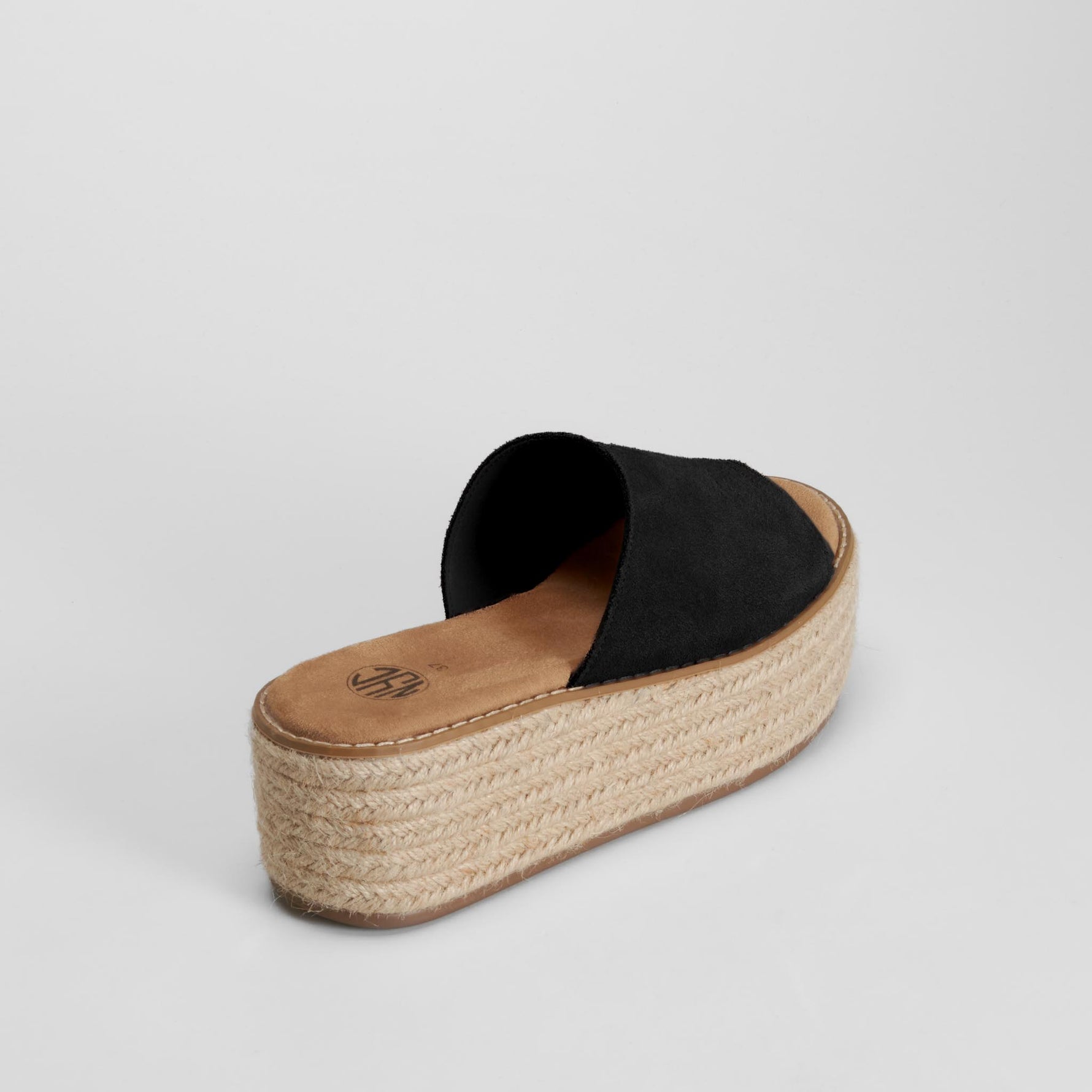 Sandalia plataforma yute negro piel NYC