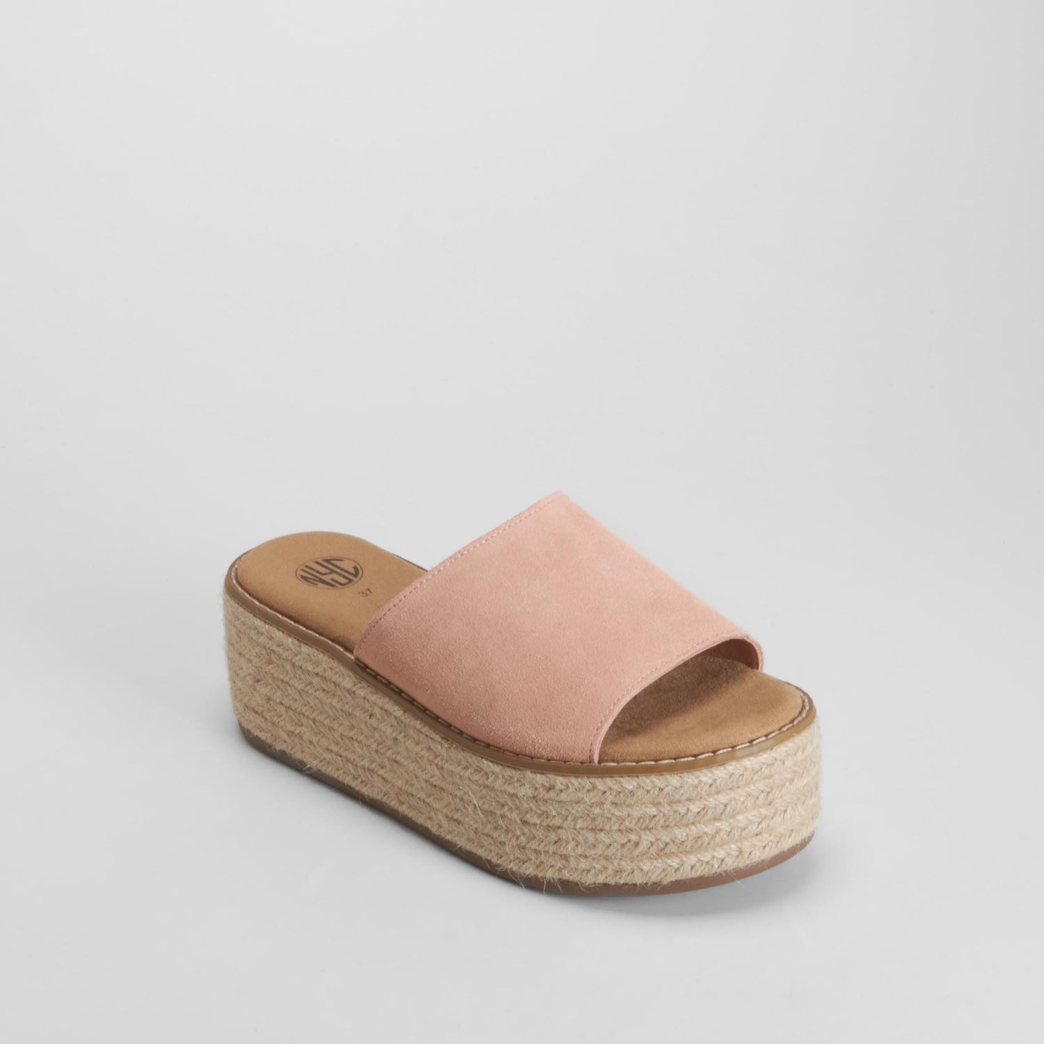 Sandalia plataforma rosa piel NYC