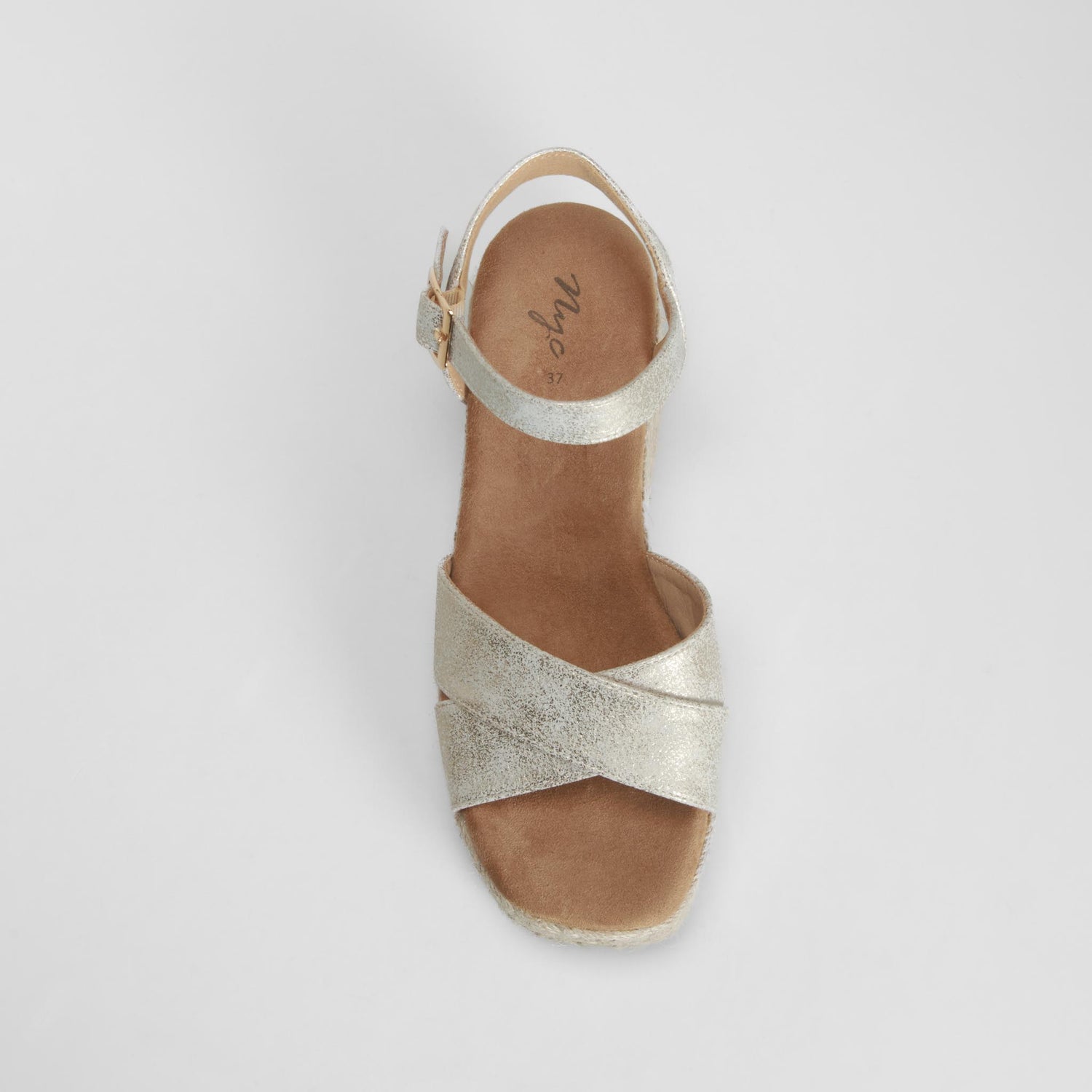 Sandalia cuña yute oro NYC
