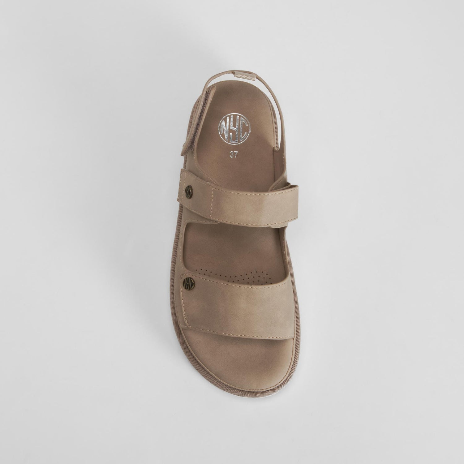 Sandalia plana multi velcros beige NYC