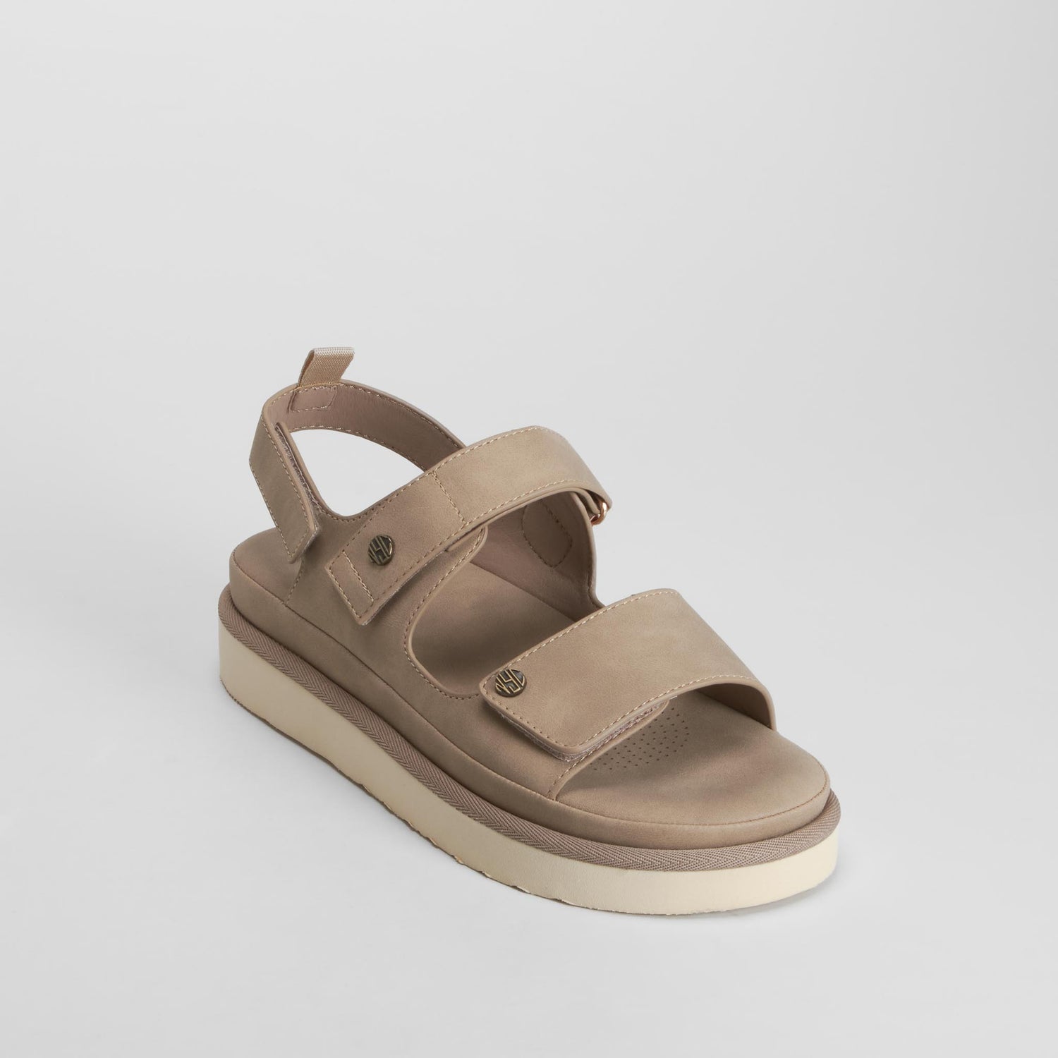 Sandalia plana multi velcros beige NYC