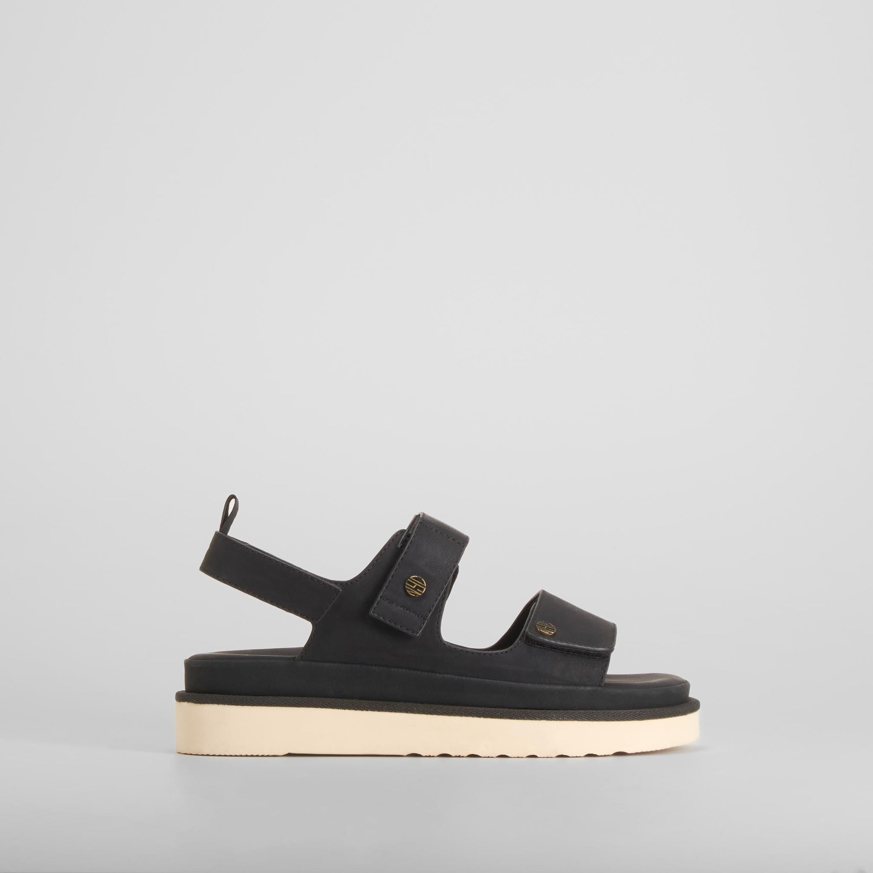 Sandalia plana velcros negra NYC