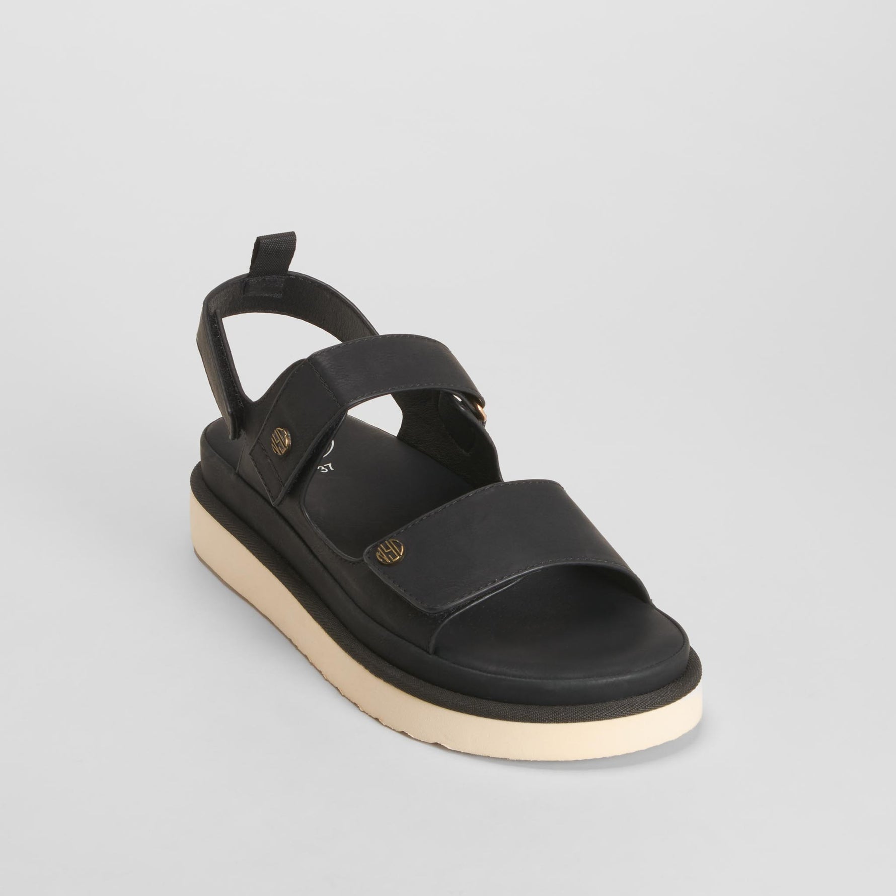 Sandalia plana velcros negra NYC