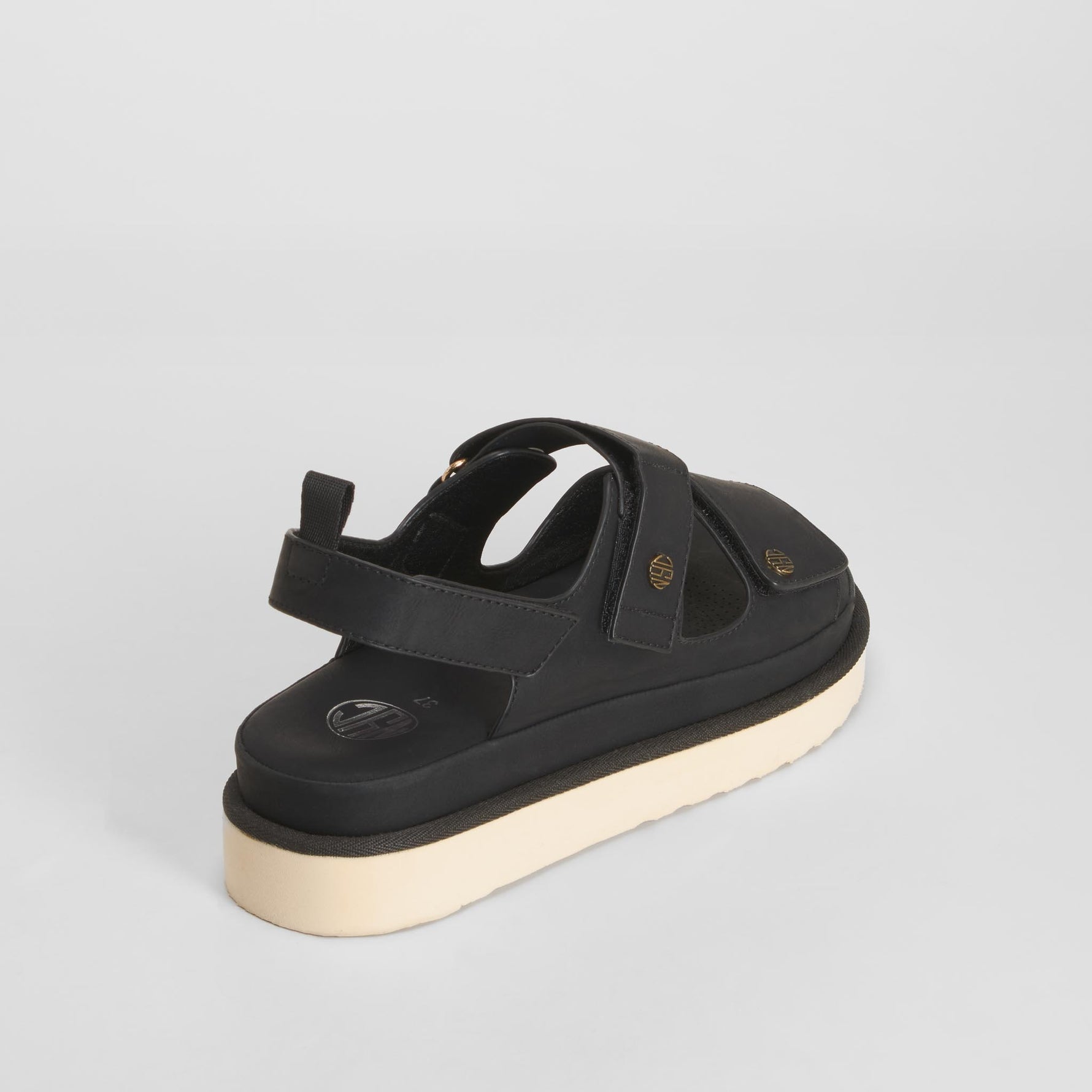 Sandalia plana velcros negra NYC